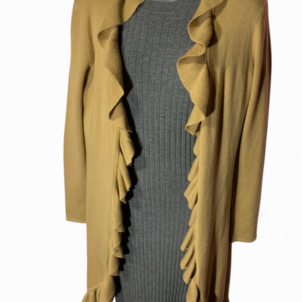 Moda International Ruffled Cream Cardigan (item#10093)